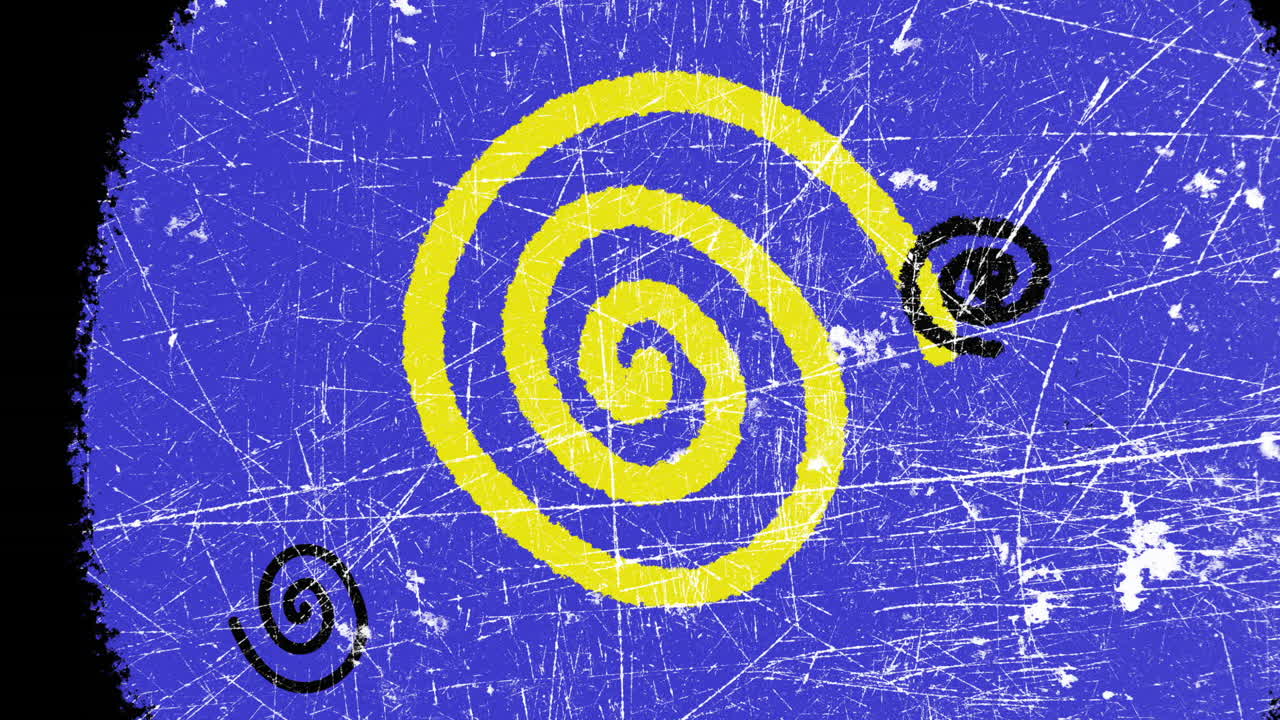 Abstrakte Animation im Grunge-Stil mit Spiralen und Linien