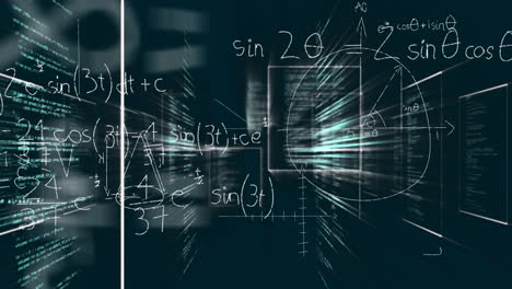 Animation-Von-Mathematischen-Gleichungen,-Handgeschrieben-Auf-Grünem-Hintergrund