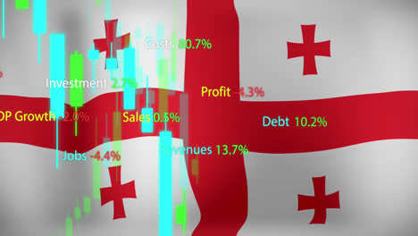 animation of data processing over flag of georgia