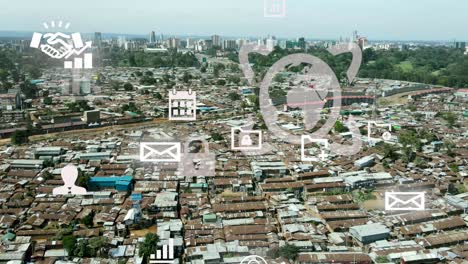 vista aérea de la favela de kibera, concepto de tecnología del barrio pobre de nairobi, kenia