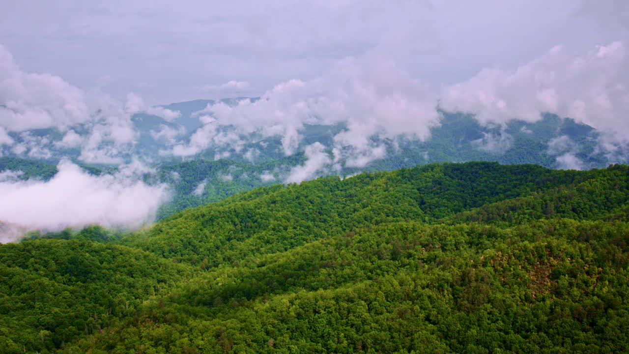 Great Smoky Mountains from a sweeping aerial lens.