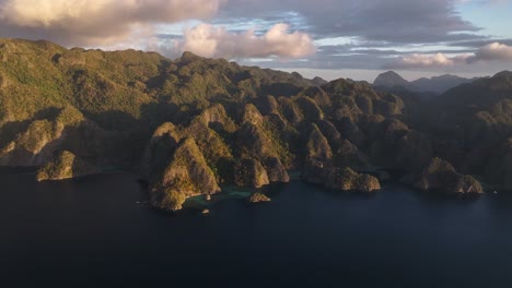 scenic shores of coron island, famous tourist attraction, getaway in philippines. drone