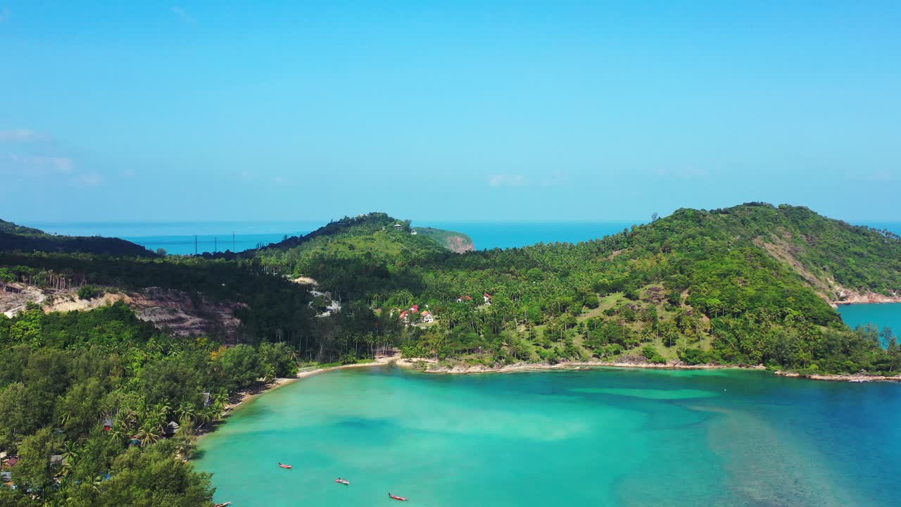 Koh Pha Ngan, Thailand, Aerial panorama of the Chaloklum Bay