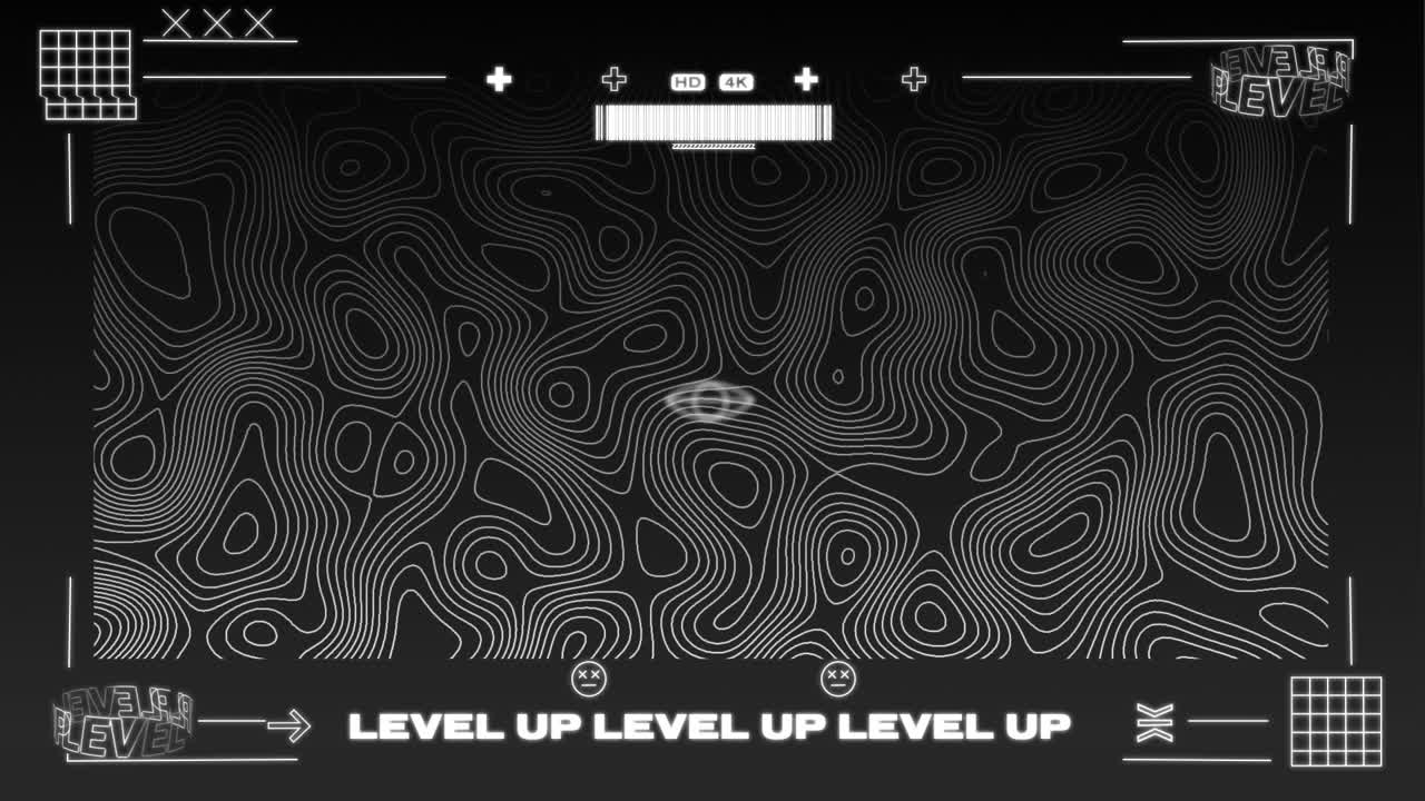 animación de la interfaz de la pantalla del videojuego con líneas blancas