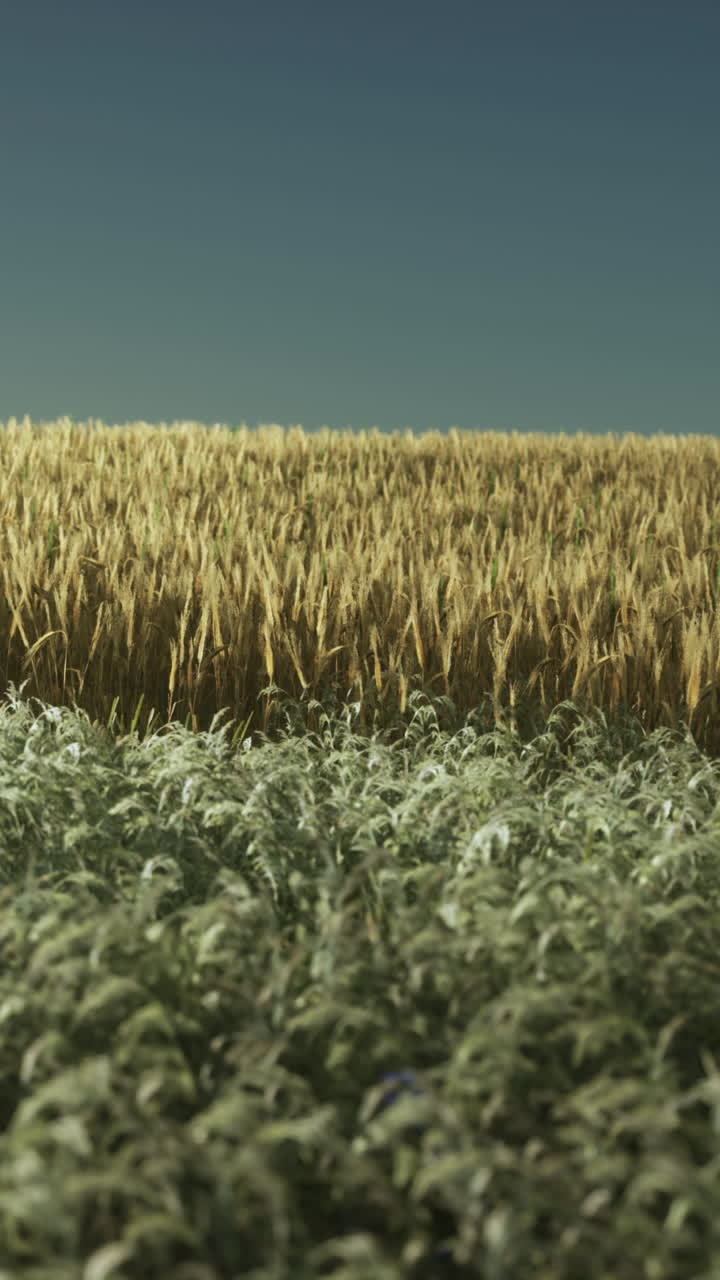 campo de trigo dorado y hierba verde