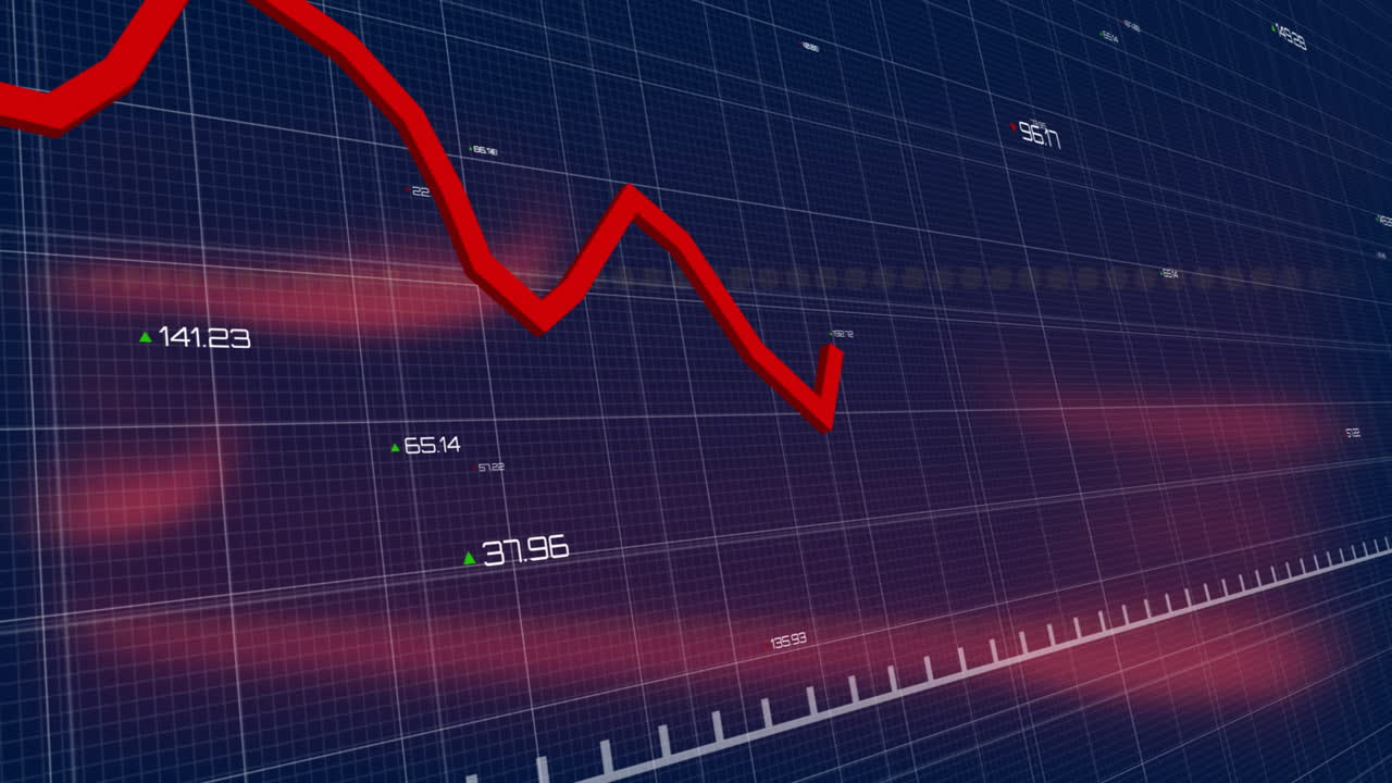 Animation of digital data processing over grid with light trails