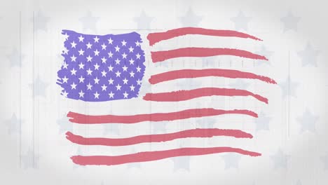 animación de estrellas sobre la bandera de estados unidos
