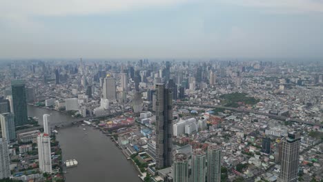 Antena-Del-Icónico-Río-Y-Paisaje-Urbano-De-Bangkok.