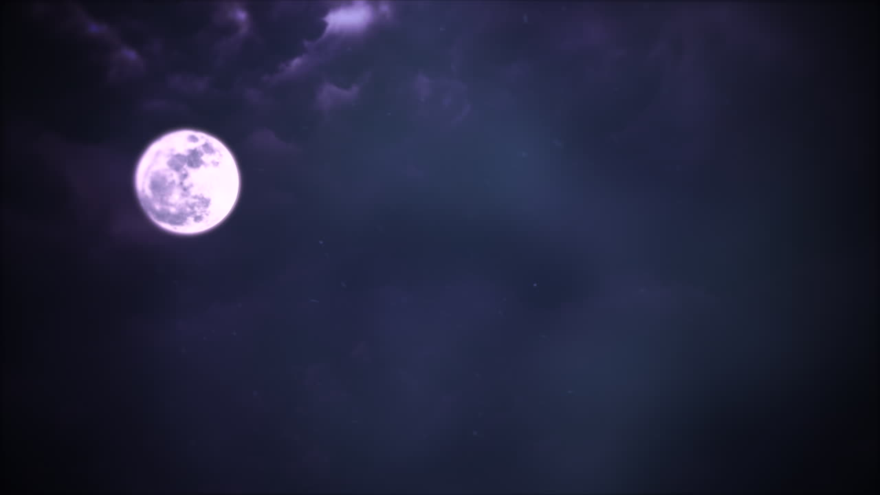 fondo de halloween de animación mística con fondo abstracto de luna azul oscuro y nubes