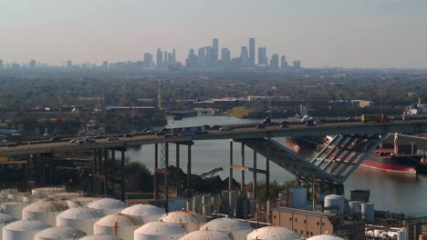 Aerial-of-Chemical-and-refinery-plants-in-Houston,-Texas