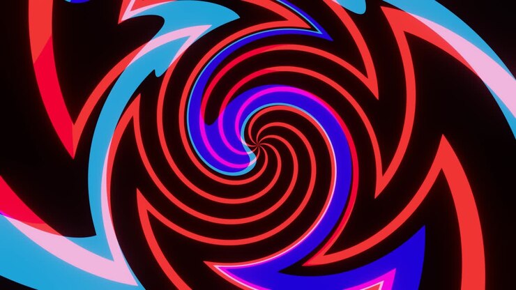 Parlak neon şekillerin yanıp sönmesi ve dönmesi
