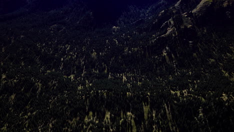 aerial view of dense forested mountains under clear sky
