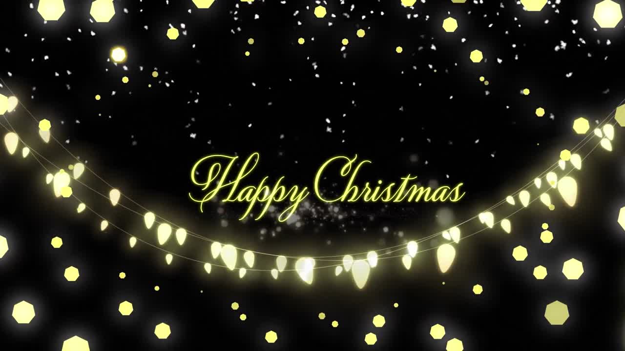 Animation of season's greetings text with christmas fairy lights on black background