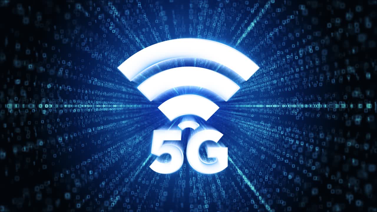5g icon digital cyber space loop technology tunnel animation network wireless internet wifi