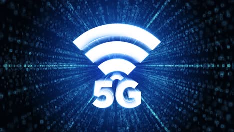 5g icon digital cyber space loop technology tunnel animation network wireless internet wifi