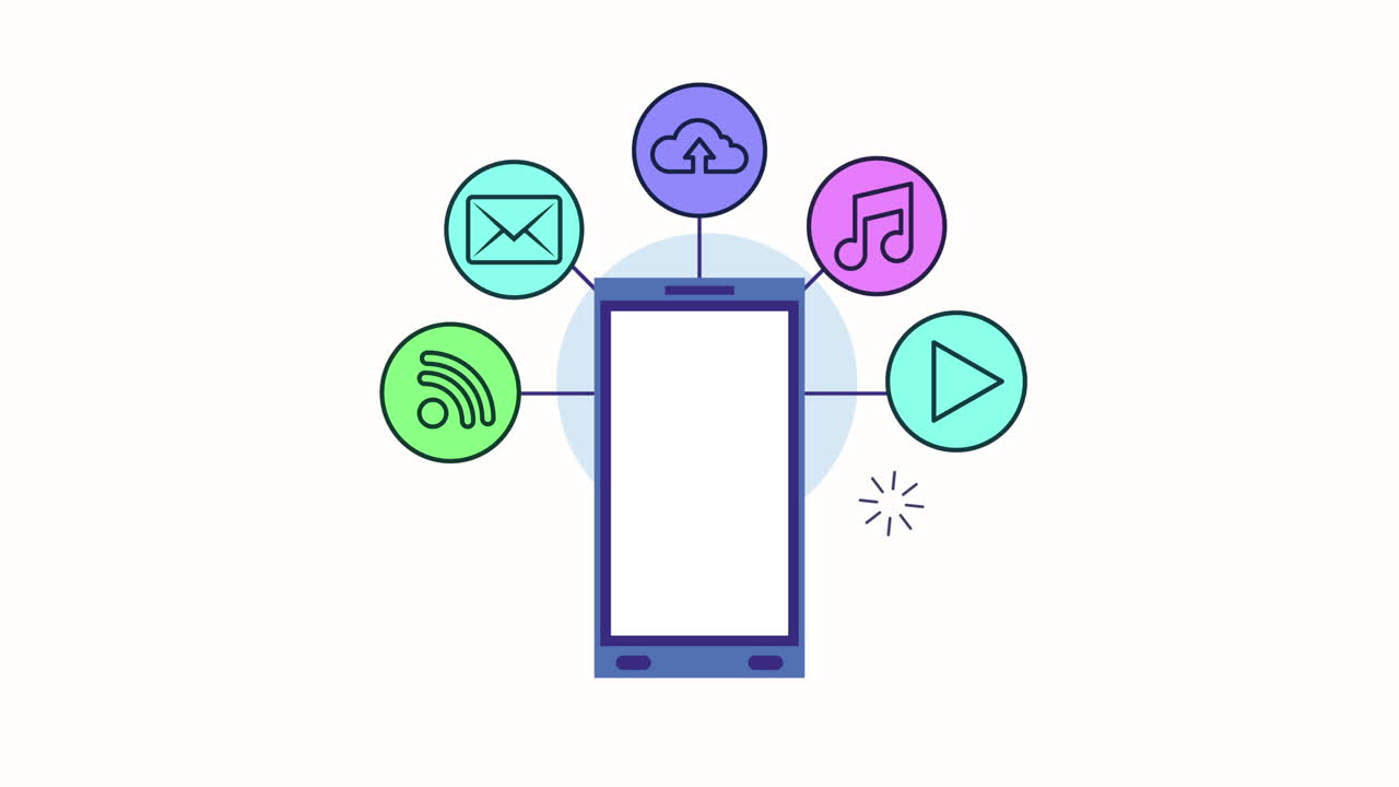 소셜 미디어 마케팅 애니메이션을 가진 스마트폰