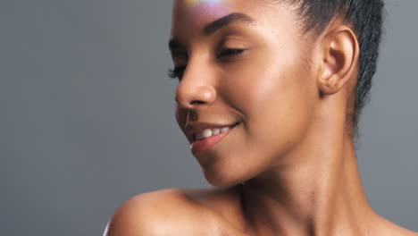 natural face, beauty and rainbow light