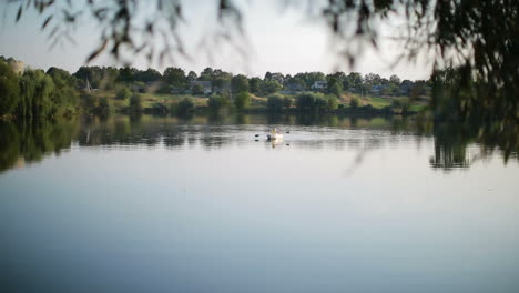 young couple on sailing boat. young couple rowing on lake