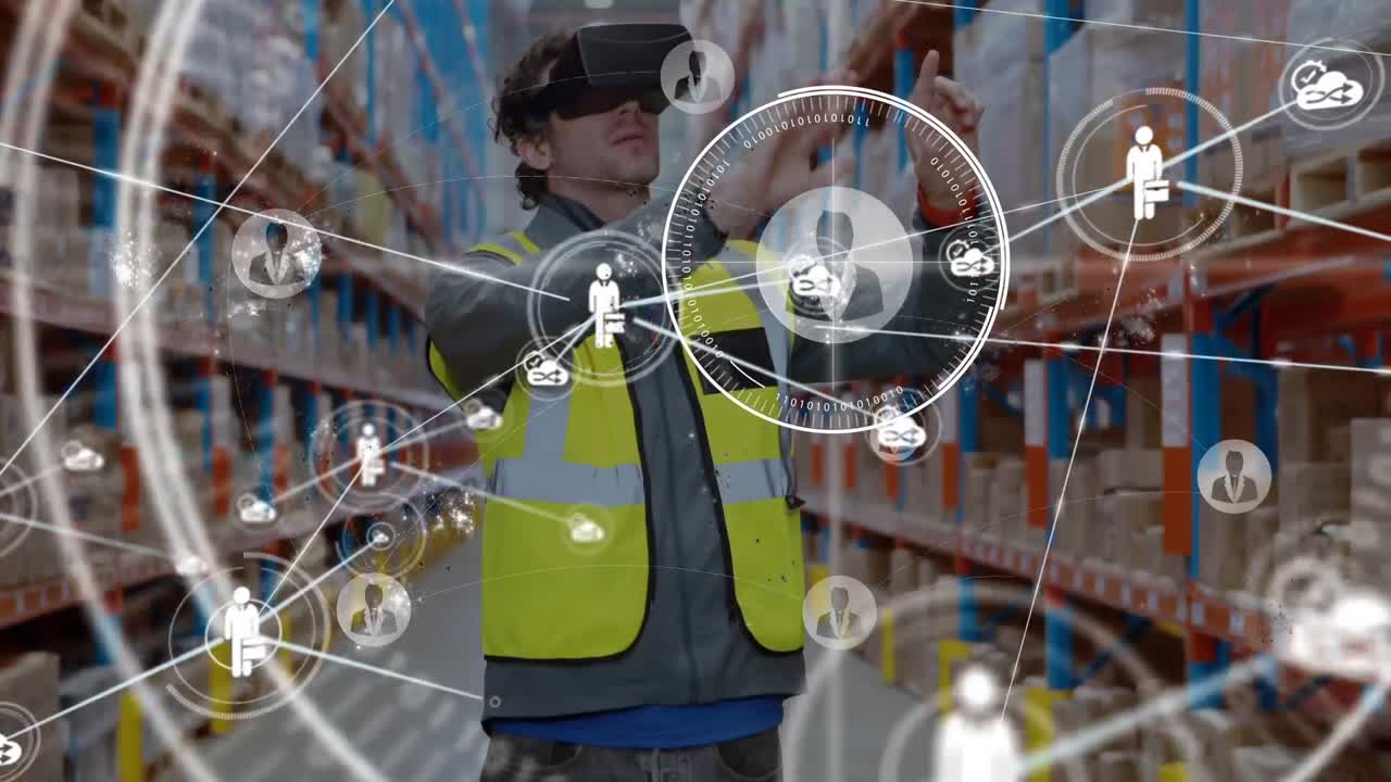 animación de conexiones de red con iconos de personas