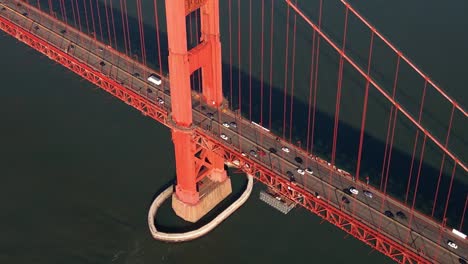 aerial view around traffic on the golden gate bridge - high angle, drone shot