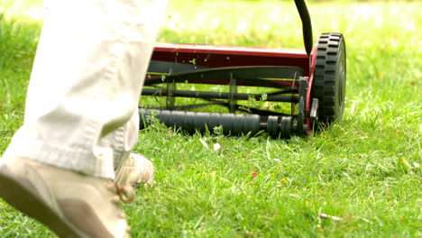 man mowing the grass