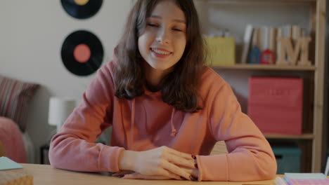 teenage girl in online video call