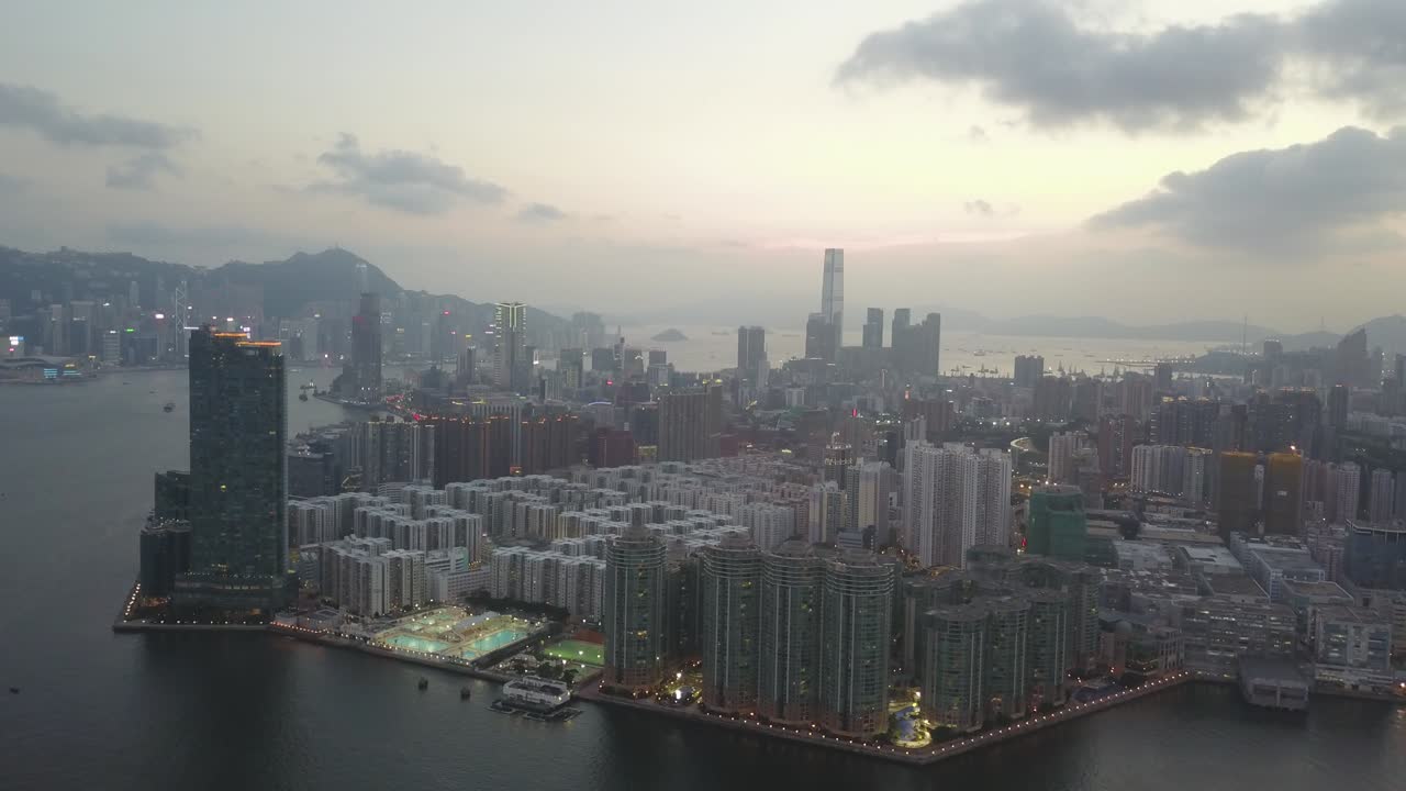 imagen aérea del distrito de kowloon en hong kong