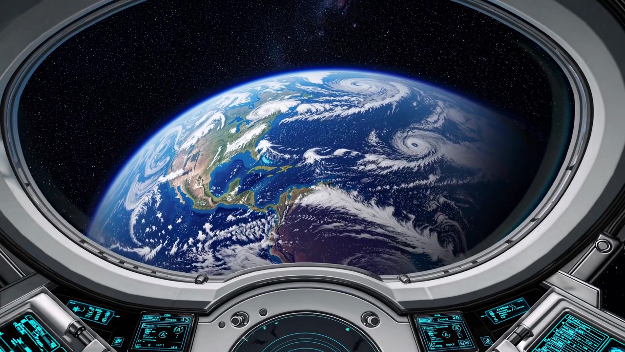 View of Planet Earth from Spacecraft Window