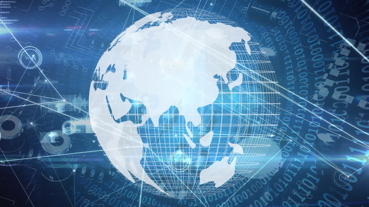 그래프가 움직이고 장갑이 회전하는 네트 오드 연결의 애니메이션