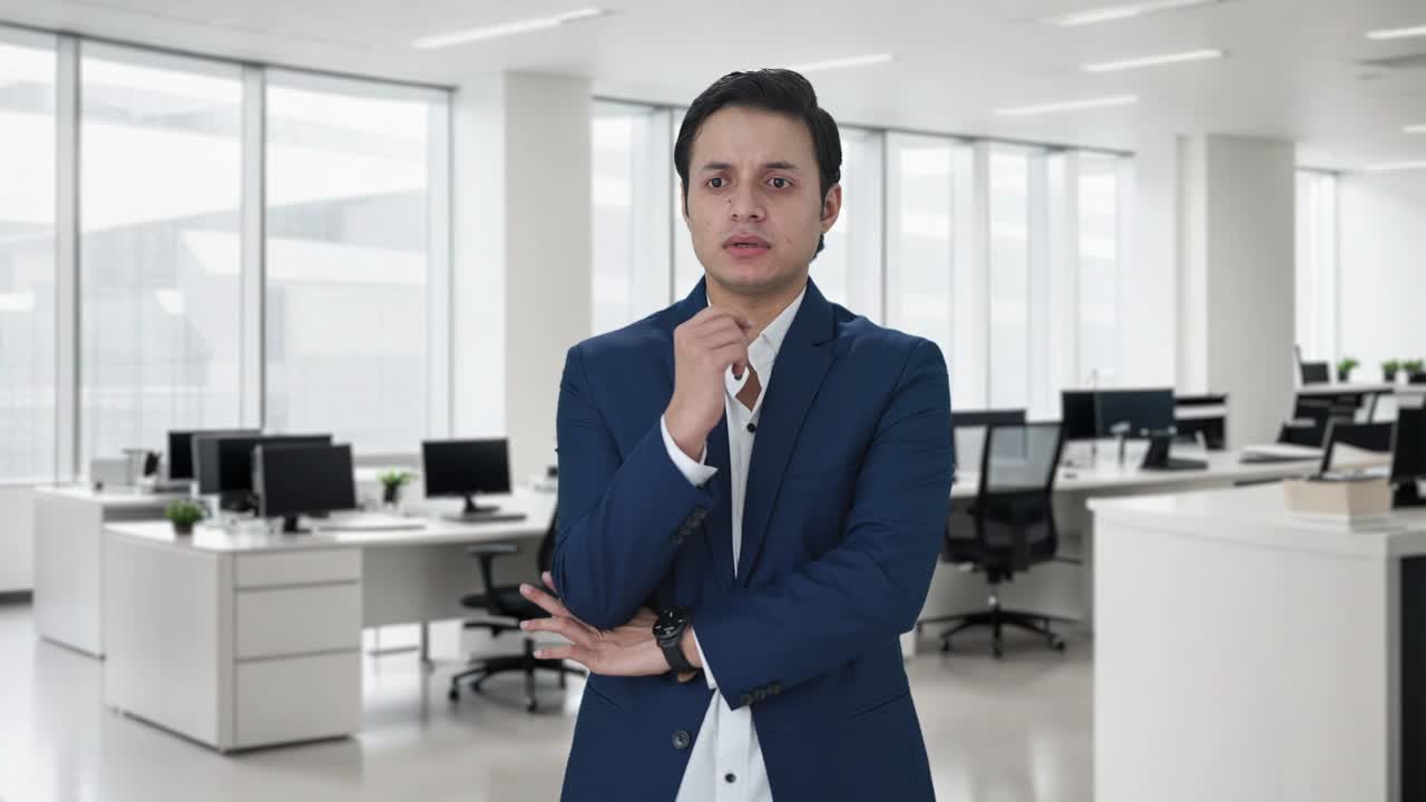 un hombre de negocios indio estresado pensando en algo