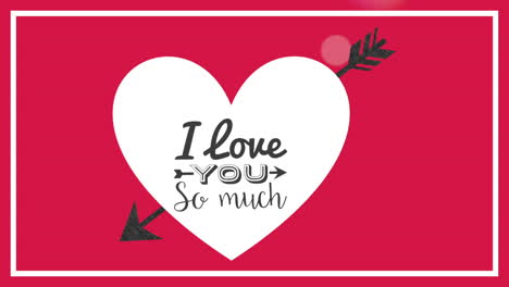 tarjeta de san valentín con corazón amor y animación de flecha