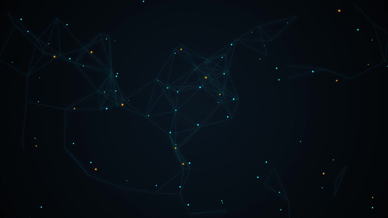 Abstract Digital Network Connection with Moving Particles and Lines