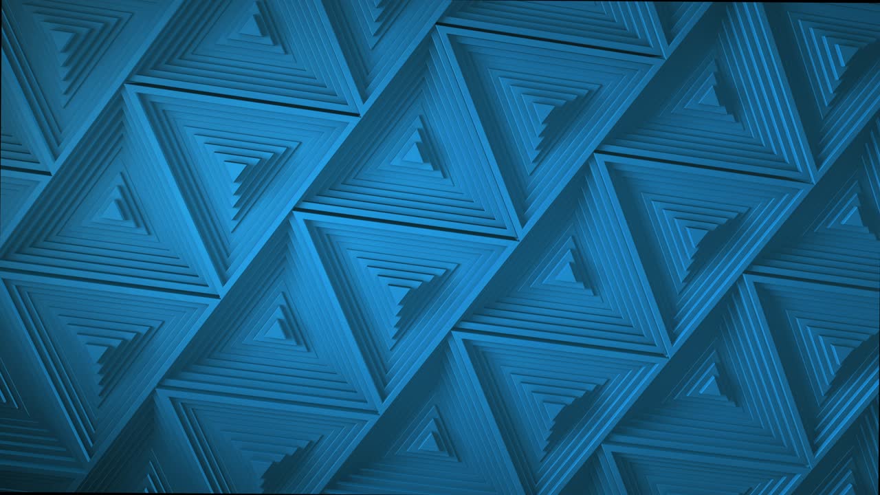 Blue minimalism. A mosaic surface with moving black triangles. Abstract geometric background. Cells. Wave. Loop animation. 4K. 3d. Animation for a business presentation