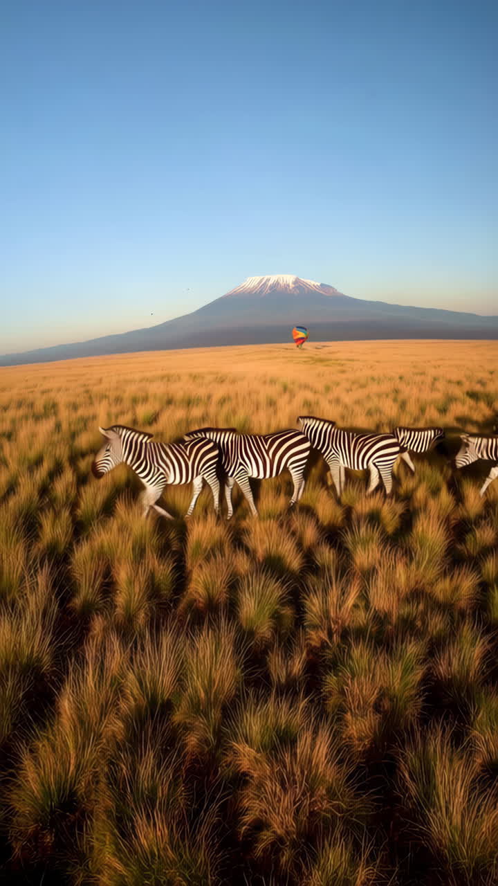 Safari in mongolfiera sulla savana africana con zebre
