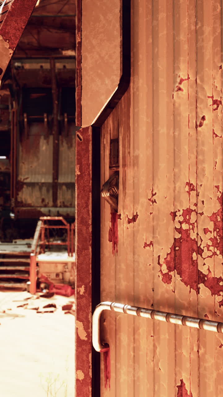 버려진 산업 건물 의 녹슬은 금속 문