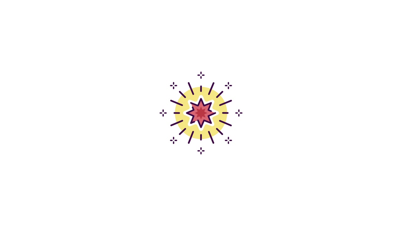 Icona animata di stella con linee raggianti su sfondo bianco
