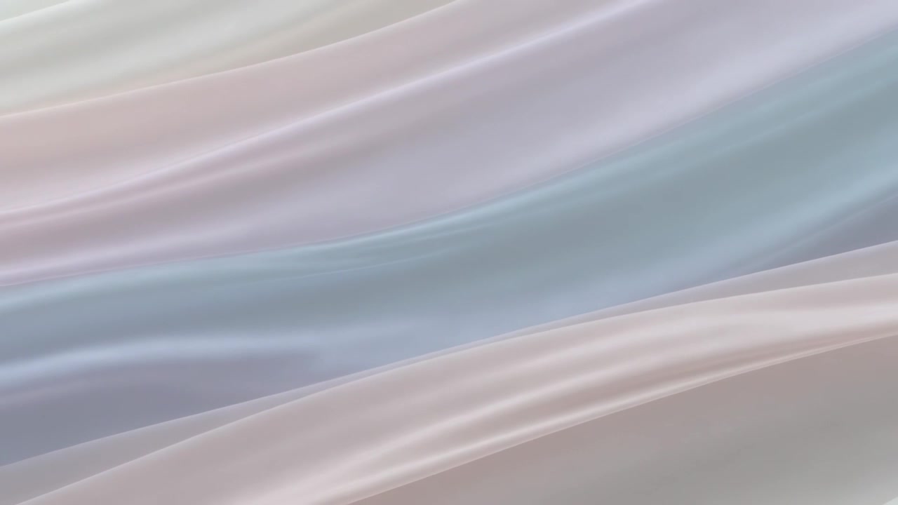 Motion starting, waving pastel ribbon bands shifting across frame, with sheen sliding on creases