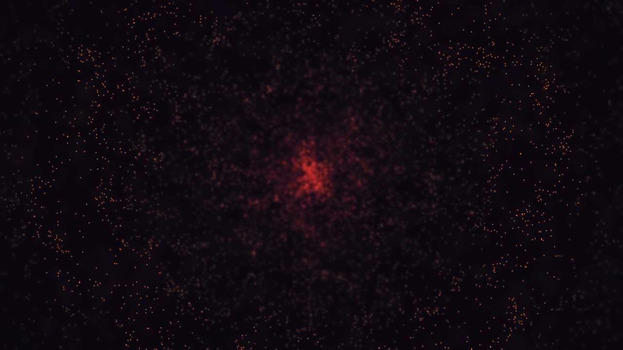 흑색 바탕에 떠다니는 은색 작은 반이는 모양, 추상적인 입자, 작은 점들이 고리를 형성하고, 가장자리에서 중앙으로 이동합니다.