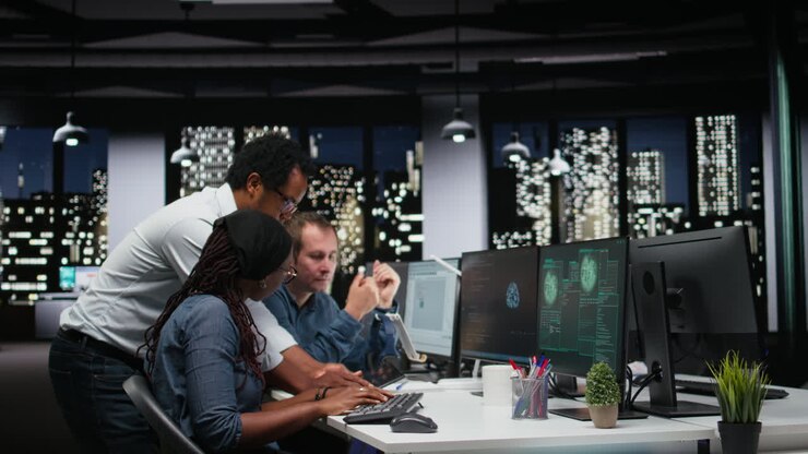 IT Professionals React to System Hacked Alert on Computer Screen