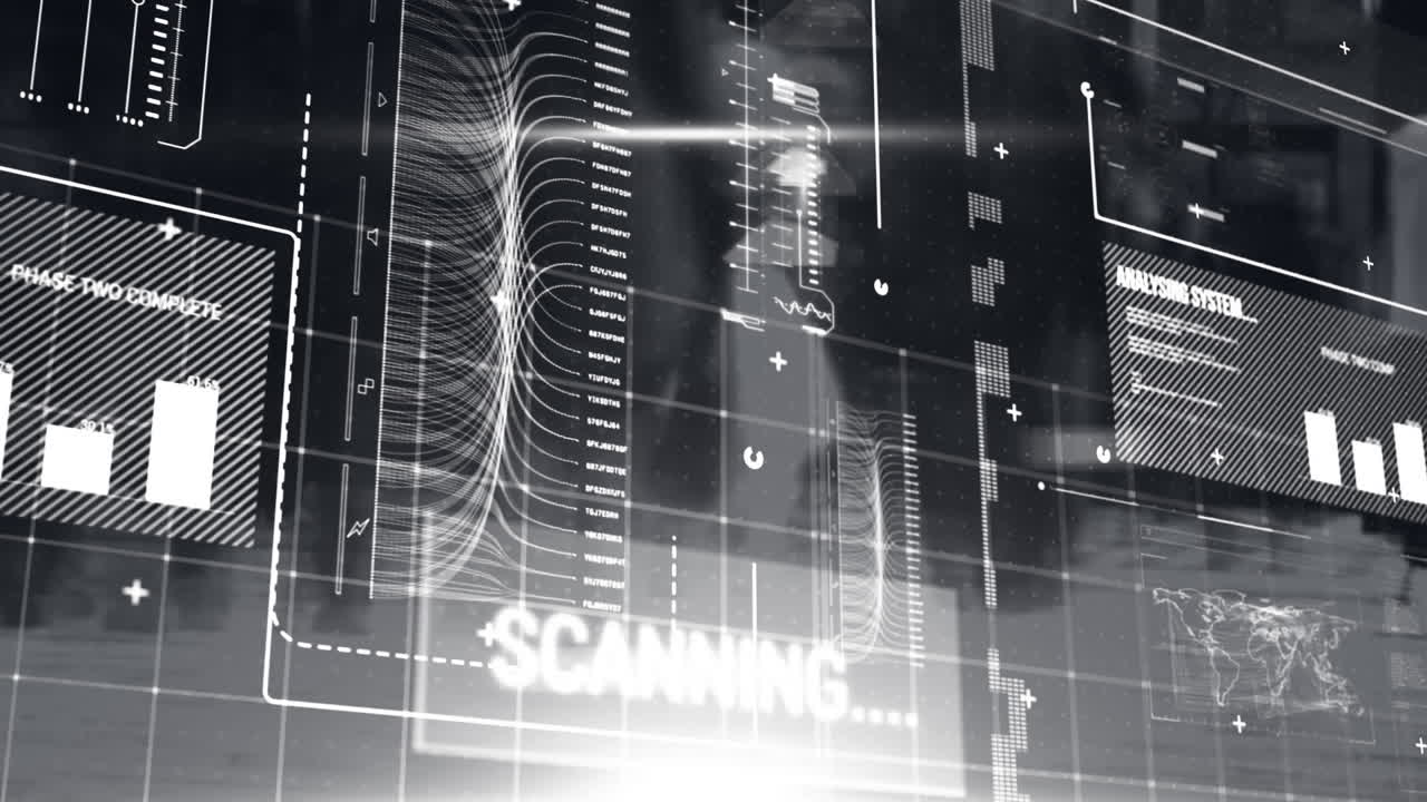 animazione dell'elaborazione dei dati su schermi