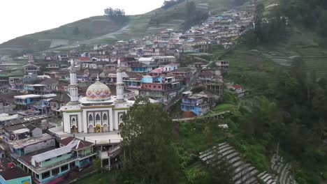 aerial view from the viewpoint of the mosque, nepal van java which is a tourist village on the slopes of mount sumbing, magelang, central java