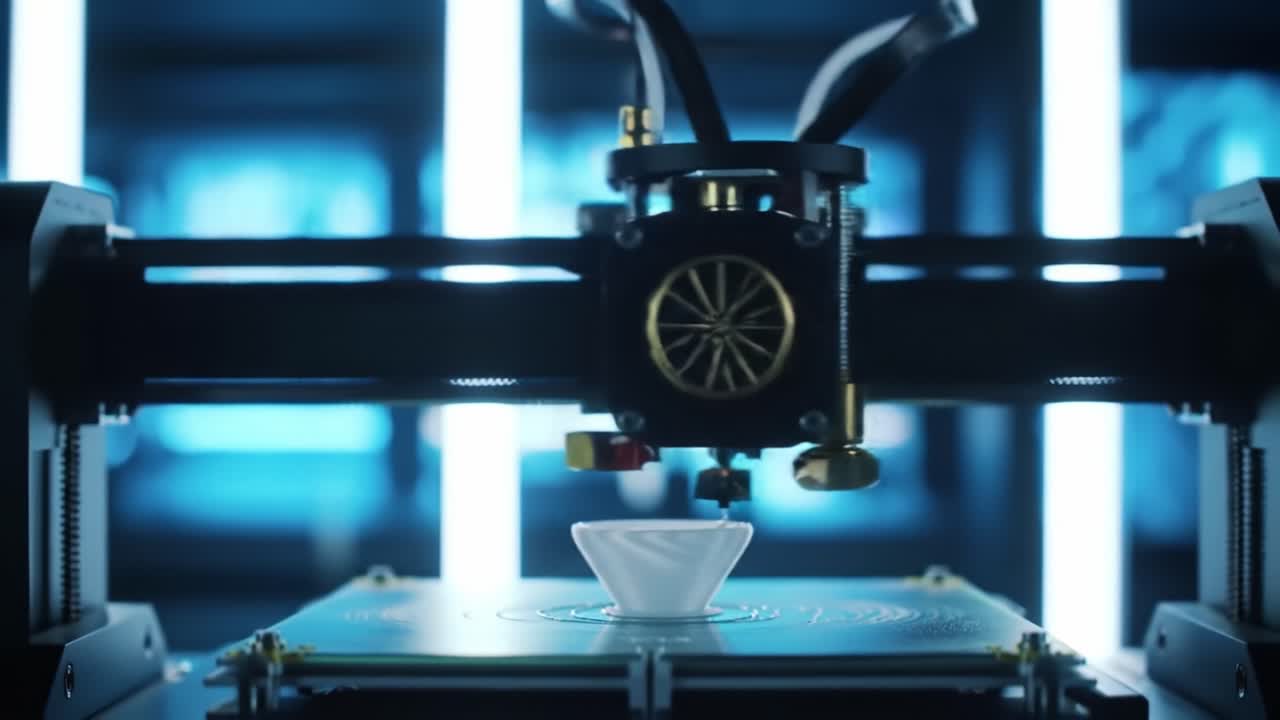 Captivating Process of 3D Printing: A Close-Up View of a 3D Printer Demonstrating Layer-by-Layer Construction of an Innovative Design