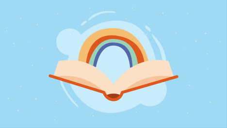 text book with rainbow animation