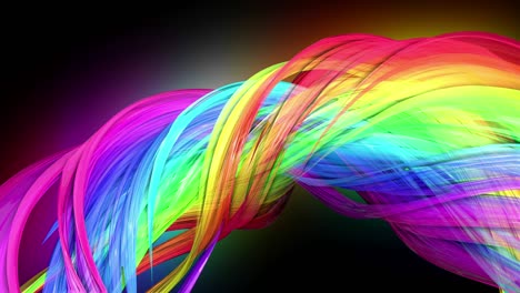 4k colorida animación en bucle de una cinta de colores arco iris con luz de neón moviéndose en un círculo como fondo abstracto con líneas y cintas. luma matte está incluido como canal alfa para la composición. 56