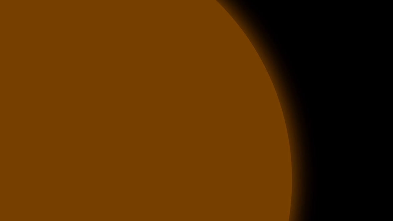 Transizione astratta di un cerchio marrone in espansione su sfondo nero