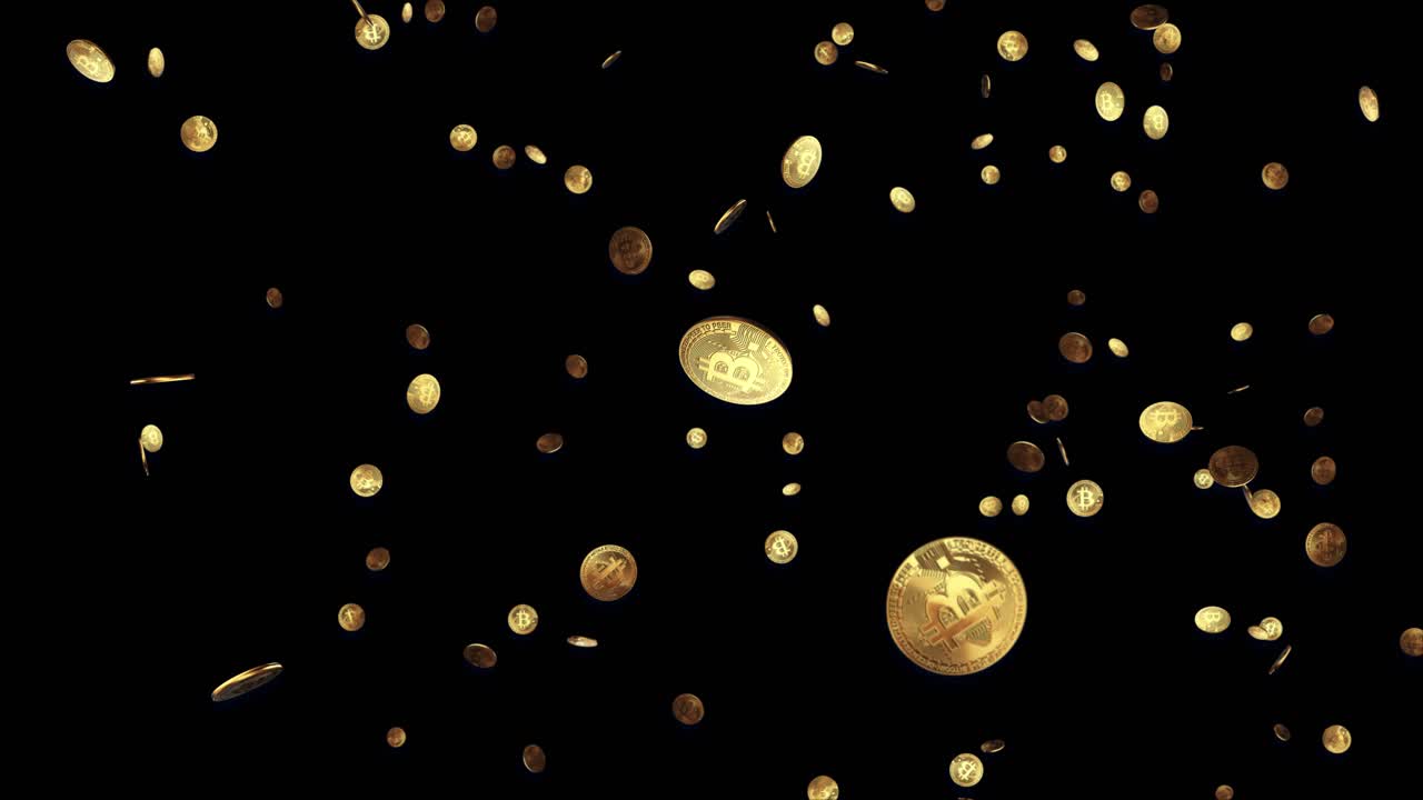 4k 3d bitcoin currency investment with value rising falling loop background animation digital money