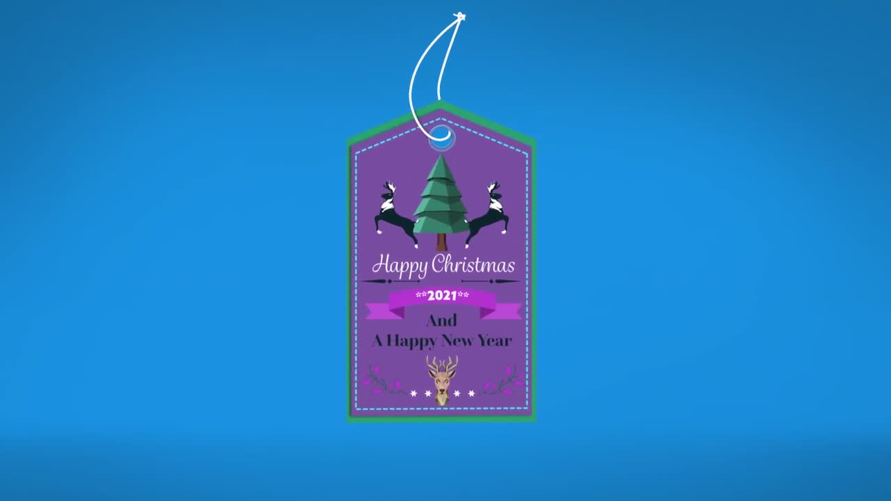 블루 배경 위에 크리스마스 텍스트와 함께 크리스마스 로고의 애니메이션