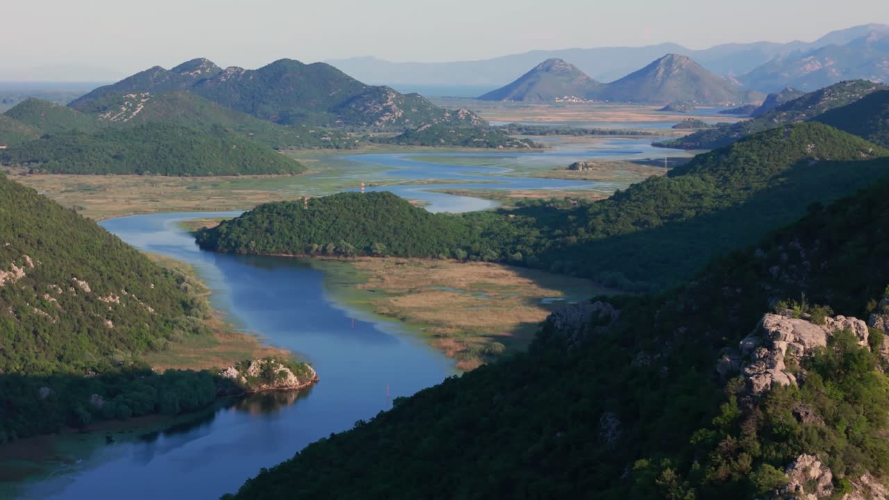 Cinematic Drone Reveal of Vast Montenegrin River Valley and Mountains