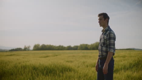 man in a wheat field