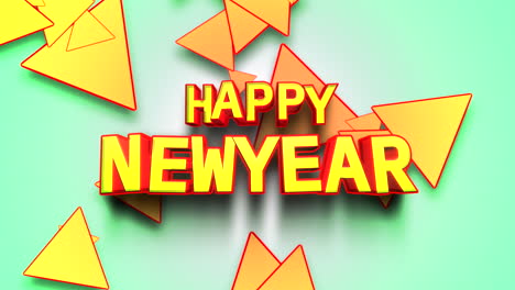 Happy-New-Year-cartoon-text-with-triangles-pattern-on-blue-texture